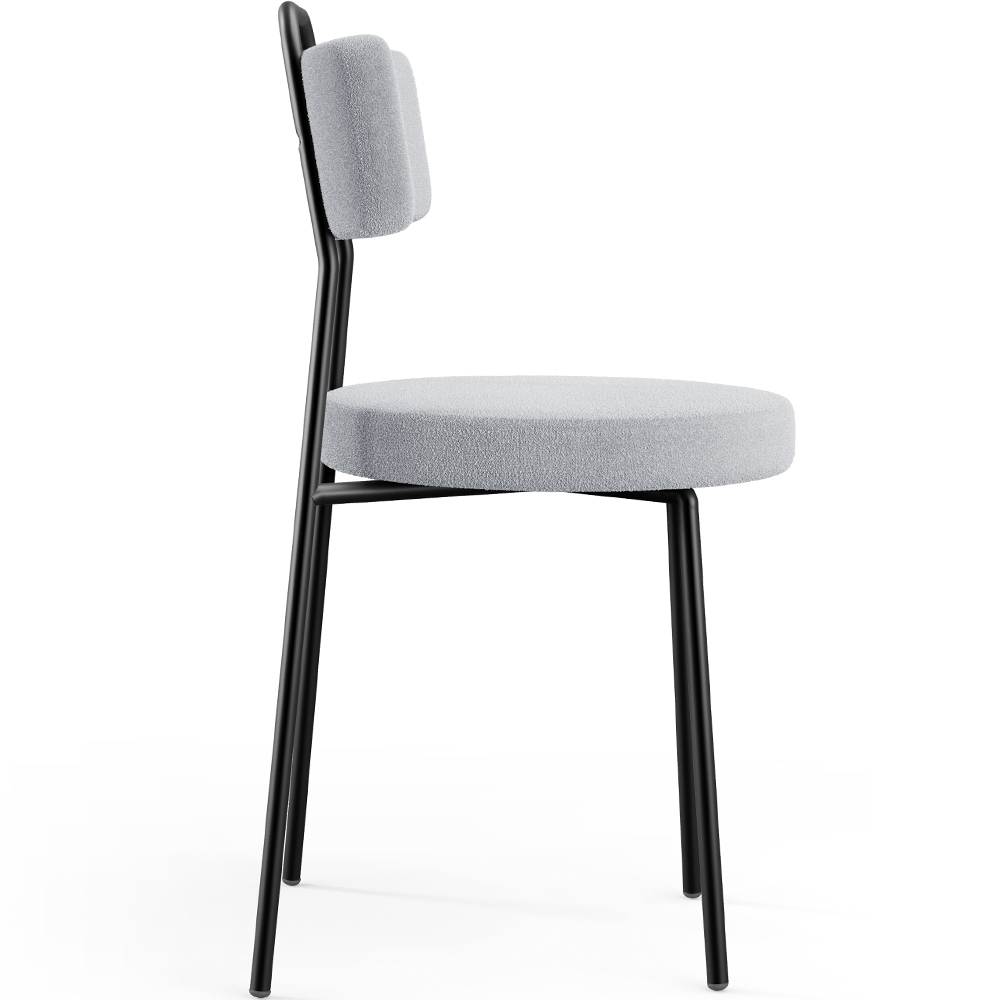 Cadeira Decorativa Estofada Para Sala De Jantar Barcelona L02 Bouclê Cinza - Lyam Decor