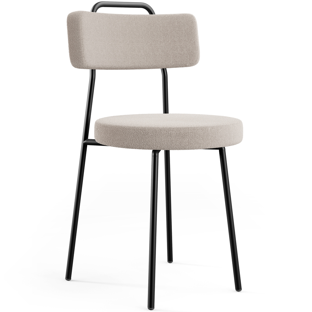 Cadeira Decorativa Estofada Para Sala De Jantar Barcelona L02 Bouclê Creme - Lyam Decor