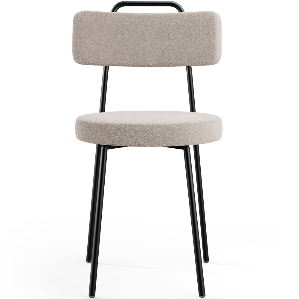 Cadeira Decorativa Estofada Para Sala De Jantar Barcelona L02 Bouclê Creme - Lyam Decor