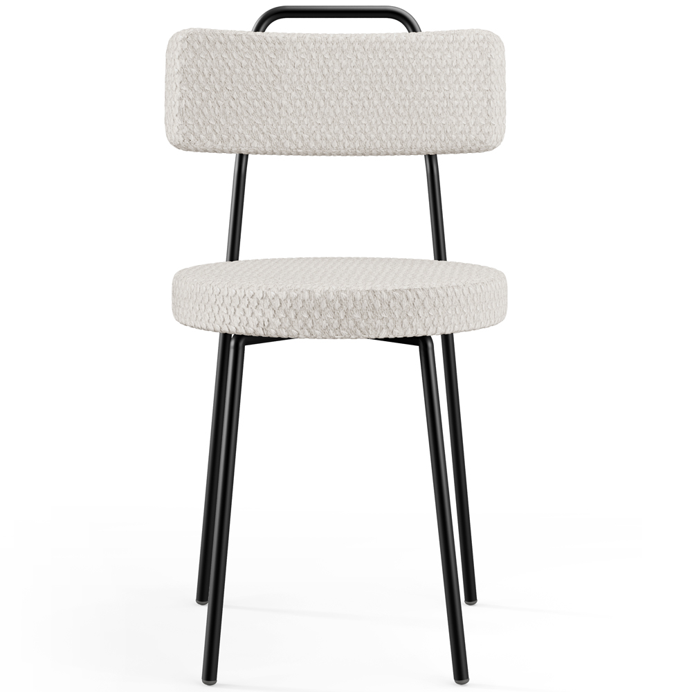 Cadeira Decorativa Estofada Para Sala De Jantar Barcelona L02 Bouclê Cru - Lyam Decor