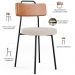 Cadeira Decorativa Estofada Para Sala De Jantar Barcelona L02 Couríssimo Camel Linho Bege - Lyam