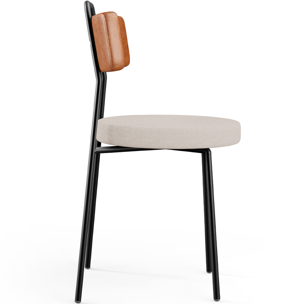 Cadeira Decorativa Estofada Para Sala De Jantar Barcelona L02 Couríssimo Camel Linho Bege - Lyam