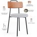 Cadeira Decorativa Estofada Para Sala De Jantar Barcelona L02 Couríssimo Camel Linho Cinza - Lyam