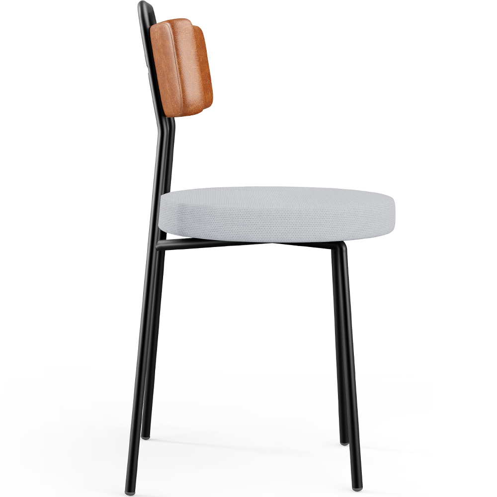 Cadeira Decorativa Estofada Para Sala De Jantar Barcelona L02 Couríssimo Camel Linho Cinza - Lyam