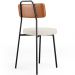 Cadeira Decorativa Estofada Para Sala De Jantar Barcelona L02 Couríssimo Camel Linho Cru - Lyam