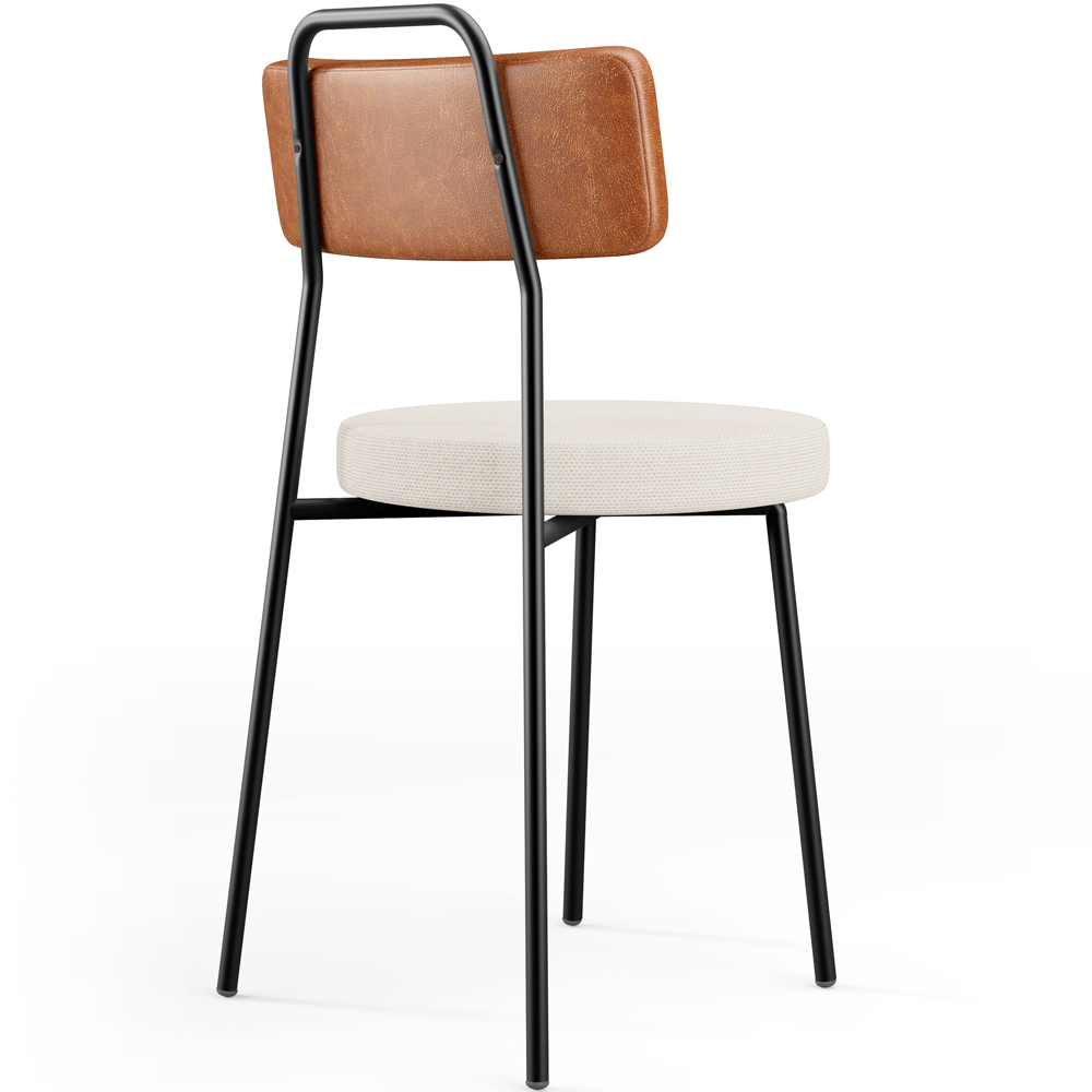 Cadeira Decorativa Estofada Para Sala De Jantar Barcelona L02 Couríssimo Camel Linho Cru - Lyam