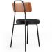 Cadeira Decorativa Estofada Para Sala De Jantar Barcelona L02 Couríssimo Camel Preto - Lyam
