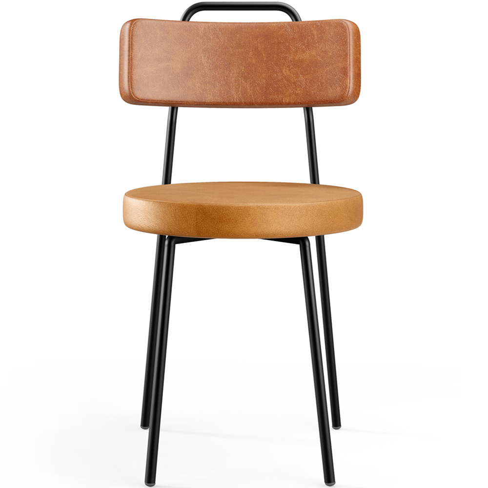 Cadeira Decorativa Estofada Para Sala De Jantar Barcelona L02 Couríssimo Camel Whisky - Lyam