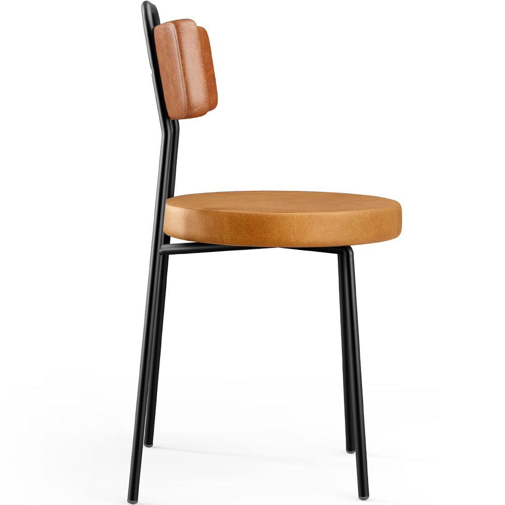 Cadeira Decorativa Estofada Para Sala De Jantar Barcelona L02 Couríssimo Camel Whisky - Lyam