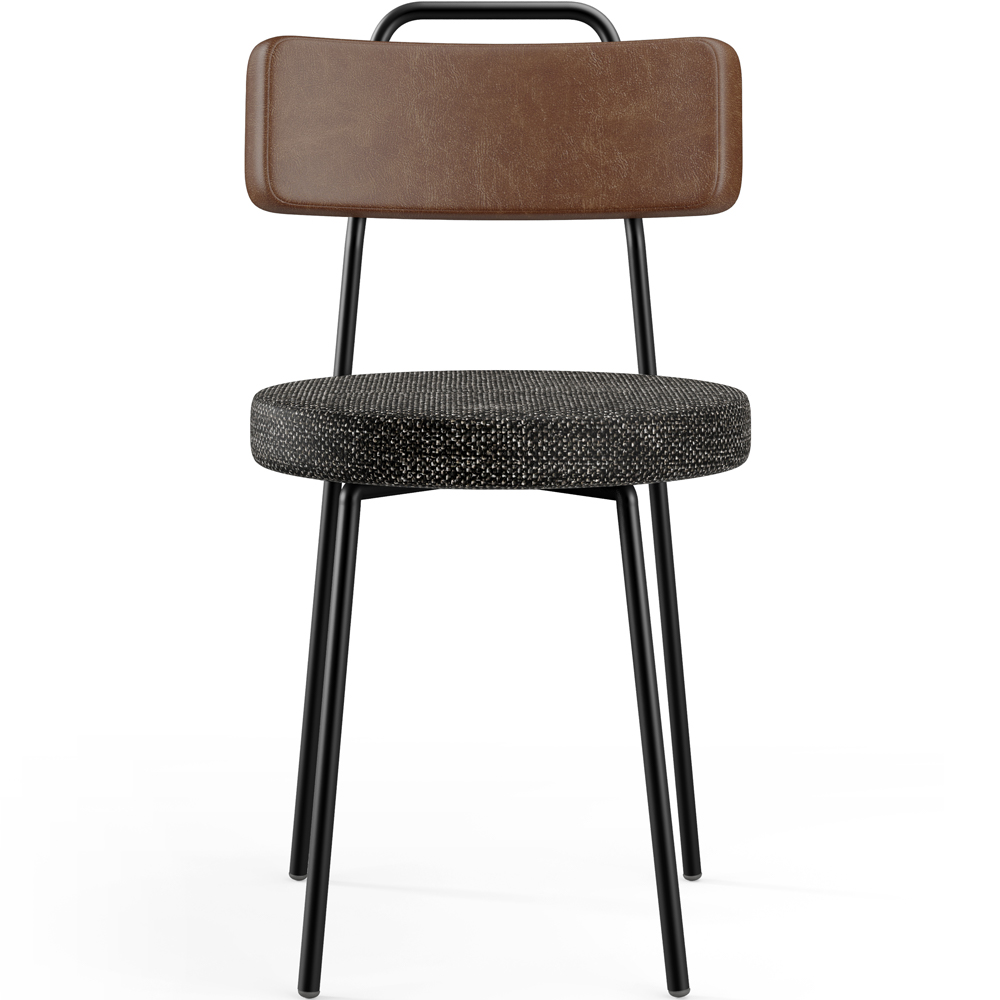 Cadeira Decorativa Estofada Para Sala De Jantar Barcelona L02 Couríssimo Marrom Linho Chumbo - Lyam
