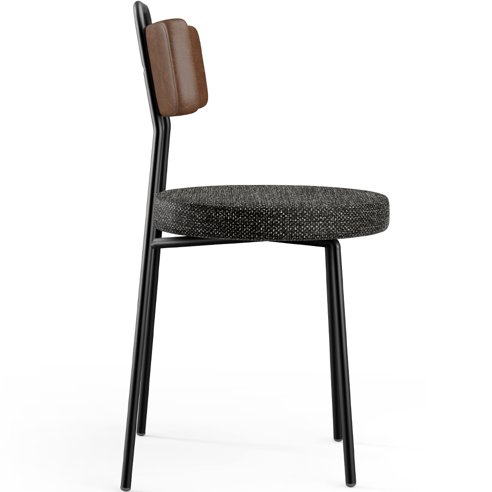 Cadeira Decorativa Estofada Para Sala De Jantar Barcelona L02 Couríssimo Marrom Linho Chumbo - Lyam