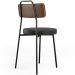 Cadeira Decorativa Estofada Para Sala De Jantar Barcelona L02 Couríssimo Marrom Linho Chumbo - Lyam