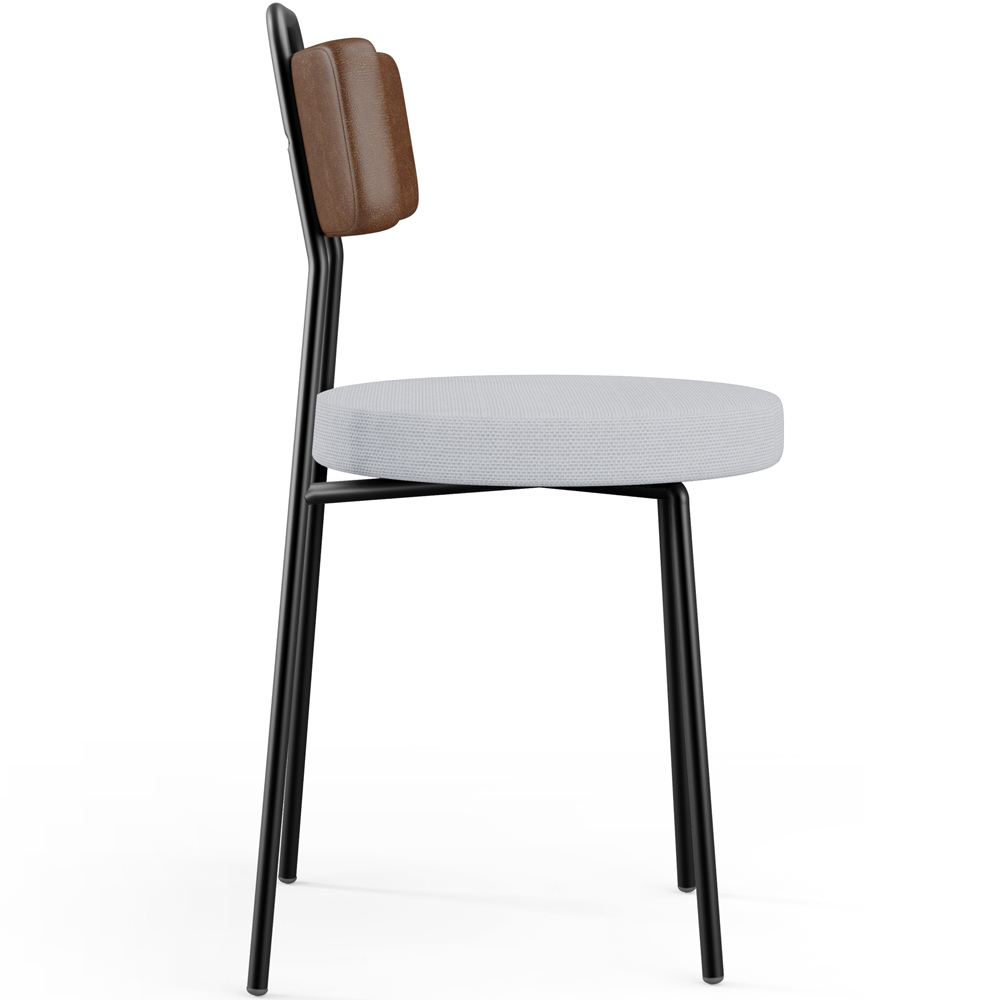 Cadeira Decorativa Estofada Para Sala De Jantar Barcelona L02 Couríssimo Marrom Linho Cinza - Lyam
