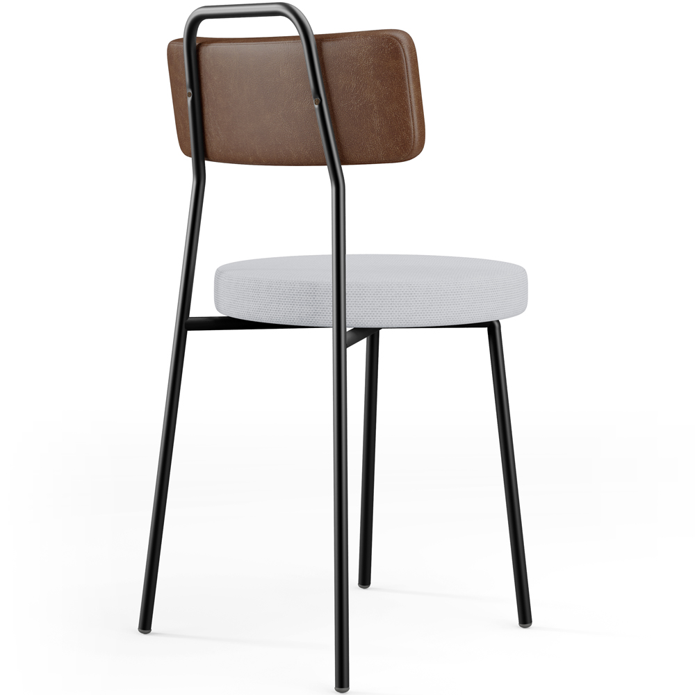Cadeira Decorativa Estofada Para Sala De Jantar Barcelona L02 Couríssimo Marrom Linho Cinza - Lyam