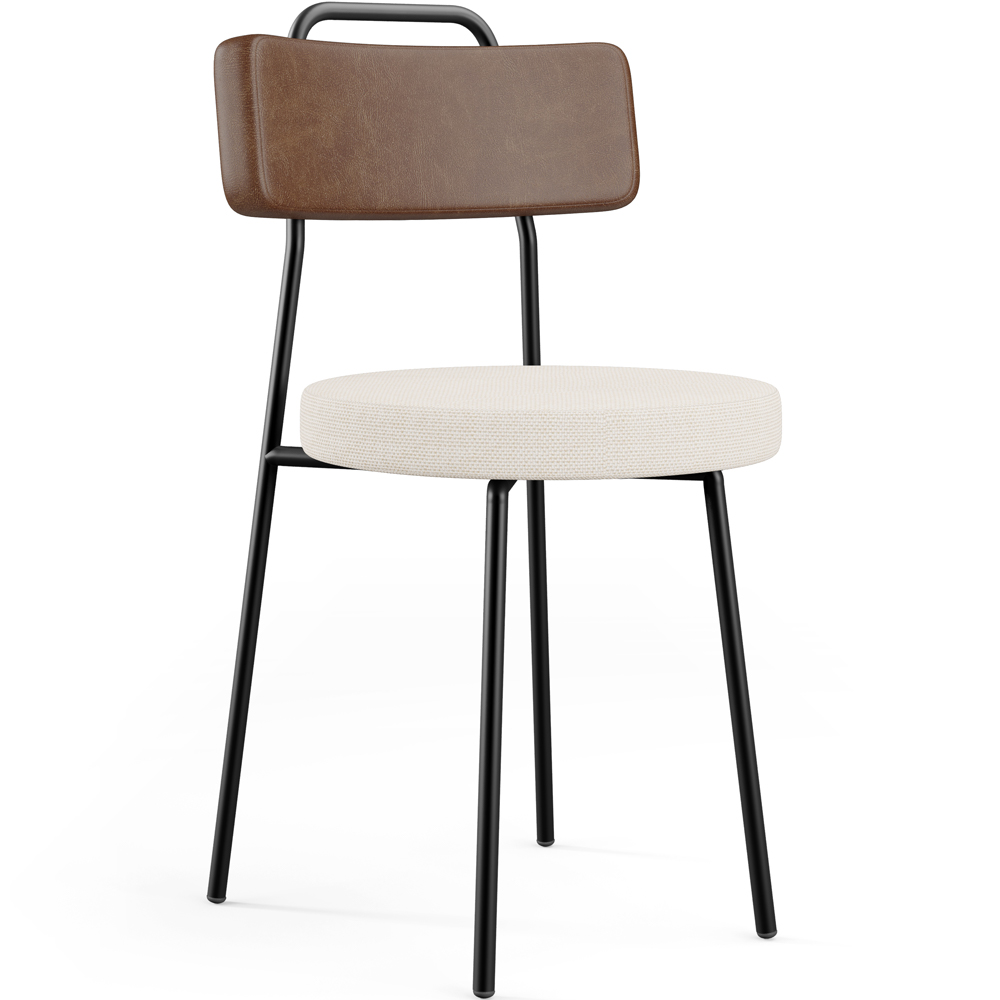 Cadeira Decorativa Estofada Para Sala De Jantar Barcelona L02 Couríssimo Marrom Linho Cru - Lyam