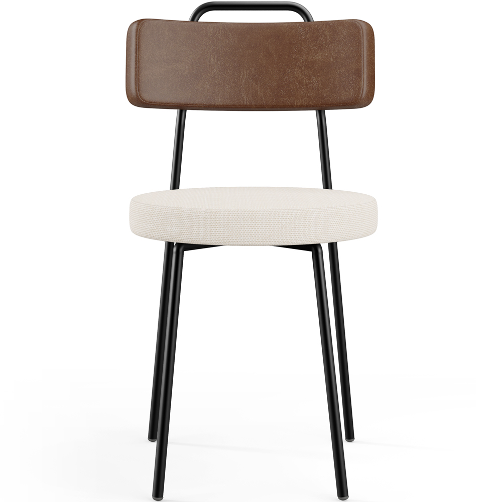 Cadeira Decorativa Estofada Para Sala De Jantar Barcelona L02 Couríssimo Marrom Linho Cru - Lyam
