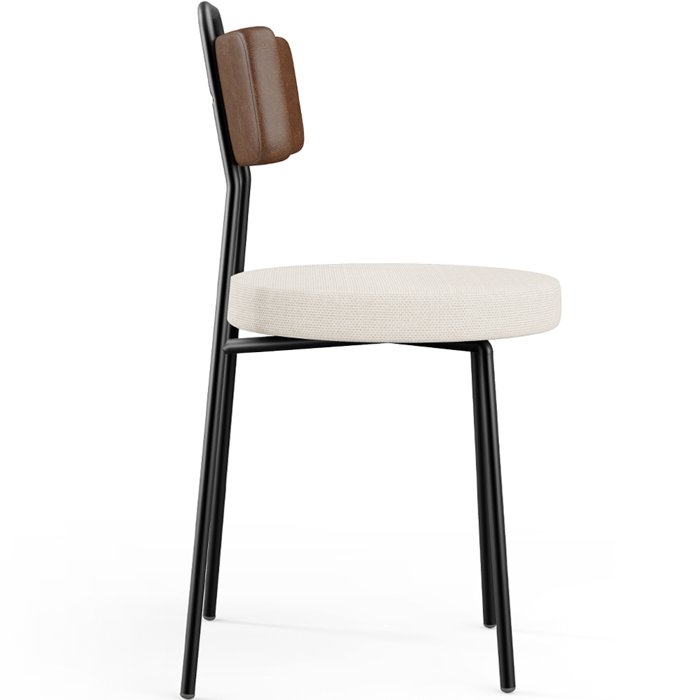 Cadeira Decorativa Estofada Para Sala De Jantar Barcelona L02 Couríssimo Marrom Linho Cru - Lyam