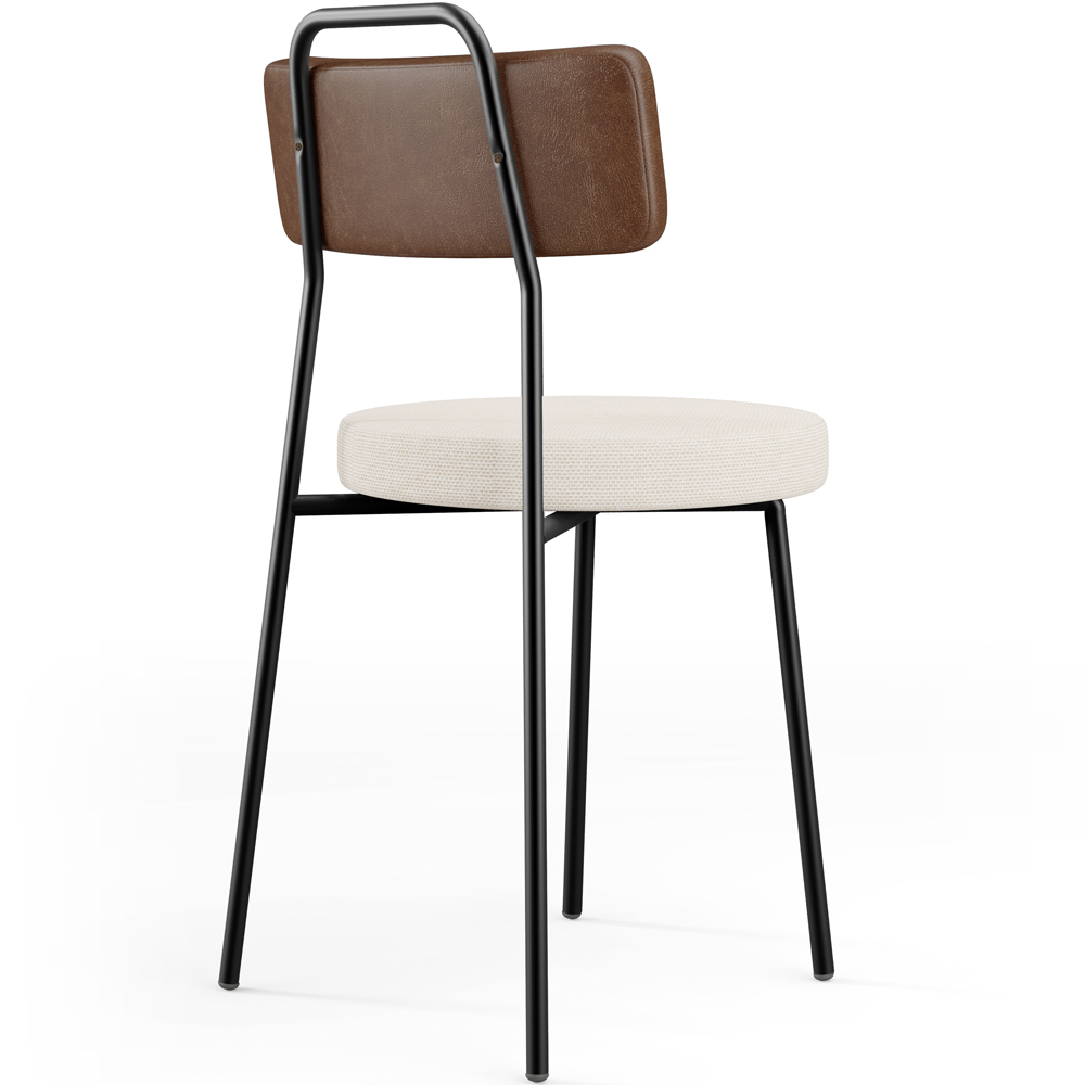 Cadeira Decorativa Estofada Para Sala De Jantar Barcelona L02 Couríssimo Marrom Linho Cru - Lyam
