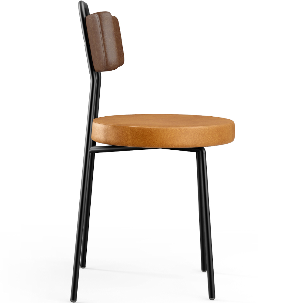 Cadeira Decorativa Estofada Para Sala De Jantar Barcelona L02 Couríssimo Marrom Whisky - Lyam