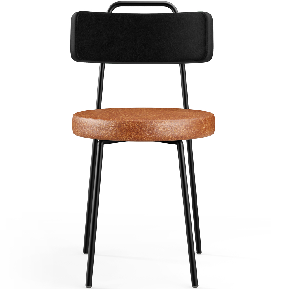 Cadeira Decorativa Estofada Para Sala De Jantar Barcelona L02 Couríssimo Preto Camel - Lyam