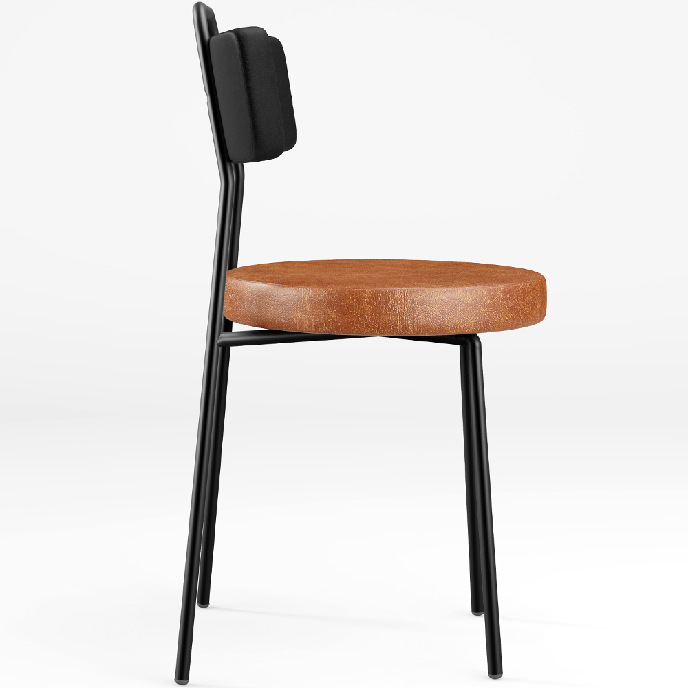 Cadeira Decorativa Estofada Para Sala De Jantar Barcelona L02 Couríssimo Preto Camel - Lyam