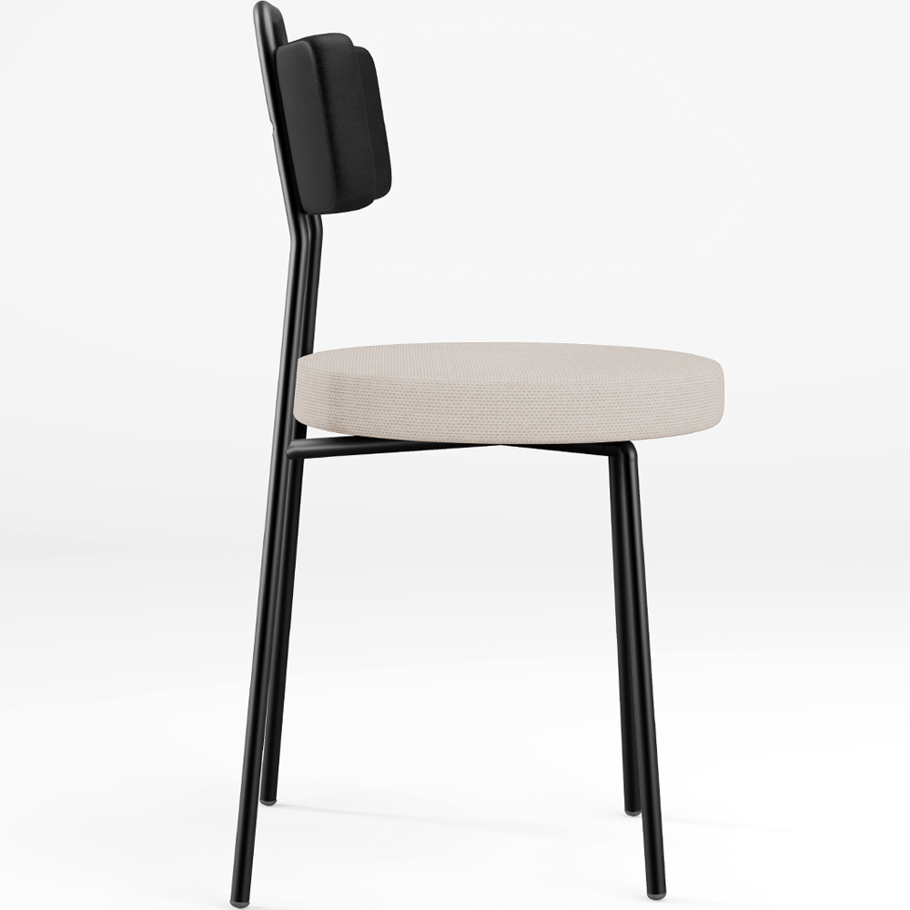 Cadeira Decorativa Estofada Para Sala De Jantar Barcelona L02 Couríssimo Preto Linho Bege - Lyam