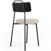 Cadeira Decorativa Estofada Para Sala De Jantar Barcelona L02 Couríssimo Preto Linho Bege - Lyam