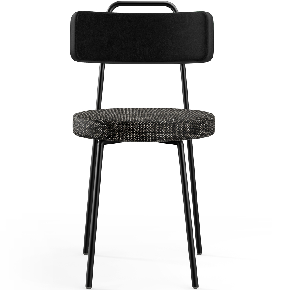 Cadeira Decorativa Estofada Para Sala De Jantar Barcelona L02 Couríssimo Preto Linho Chumbo - Lyam