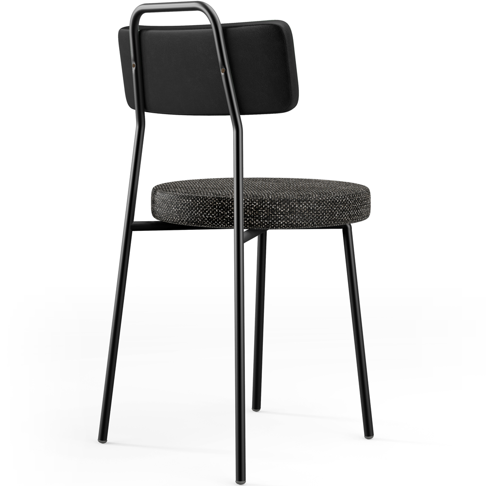 Cadeira Decorativa Estofada Para Sala De Jantar Barcelona L02 Couríssimo Preto Linho Chumbo - Lyam