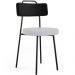 Cadeira Decorativa Estofada Para Sala De Jantar Barcelona L02 Couríssimo Preto Linho Cinza - Lyam