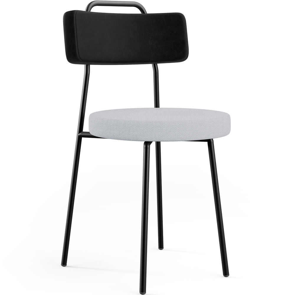 Cadeira Decorativa Estofada Para Sala De Jantar Barcelona L02 Couríssimo Preto Linho Cinza - Lyam