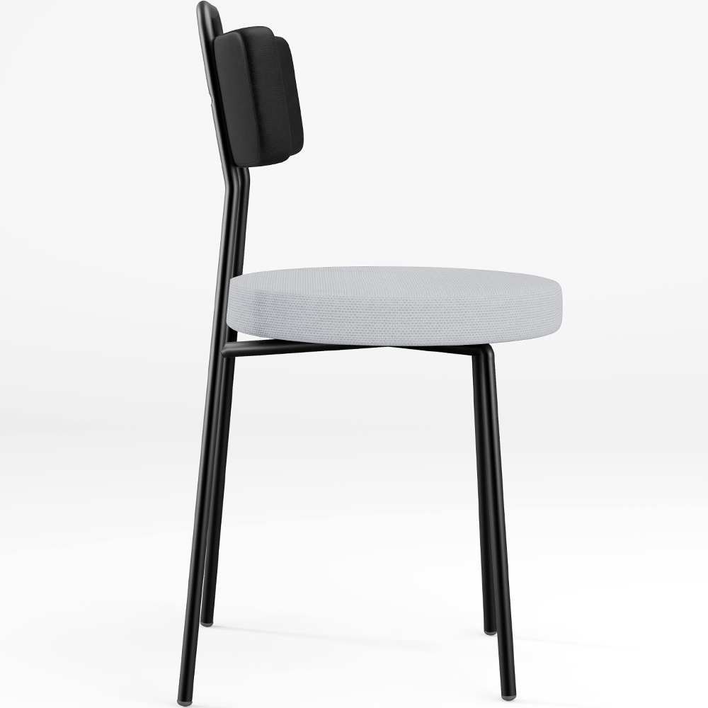 Cadeira Decorativa Estofada Para Sala De Jantar Barcelona L02 Couríssimo Preto Linho Cinza - Lyam