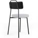Cadeira Decorativa Estofada Para Sala De Jantar Barcelona L02 Couríssimo Preto Linho Cinza - Lyam