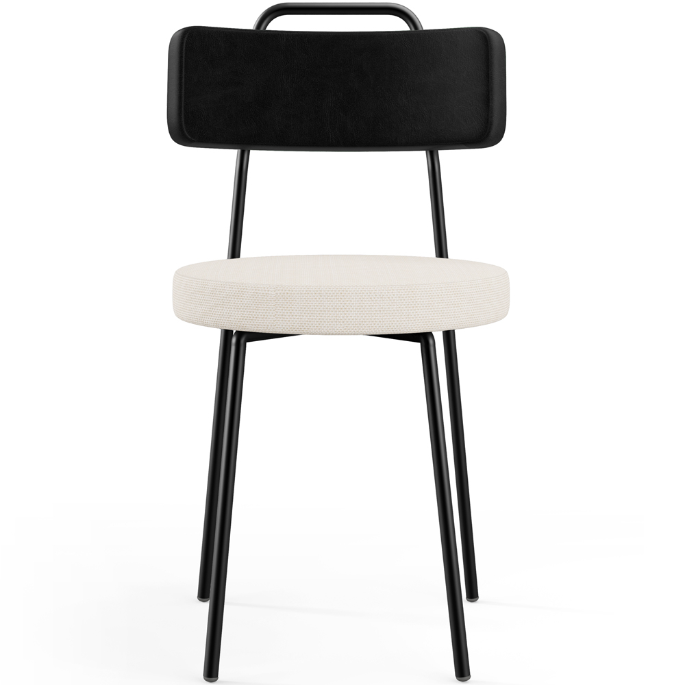 Cadeira Decorativa Estofada Para Sala De Jantar Barcelona L02 Couríssimo Preto Linho Cru - Lyam