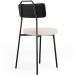 Cadeira Decorativa Estofada Para Sala De Jantar Barcelona L02 Couríssimo Preto Linho Cru - Lyam