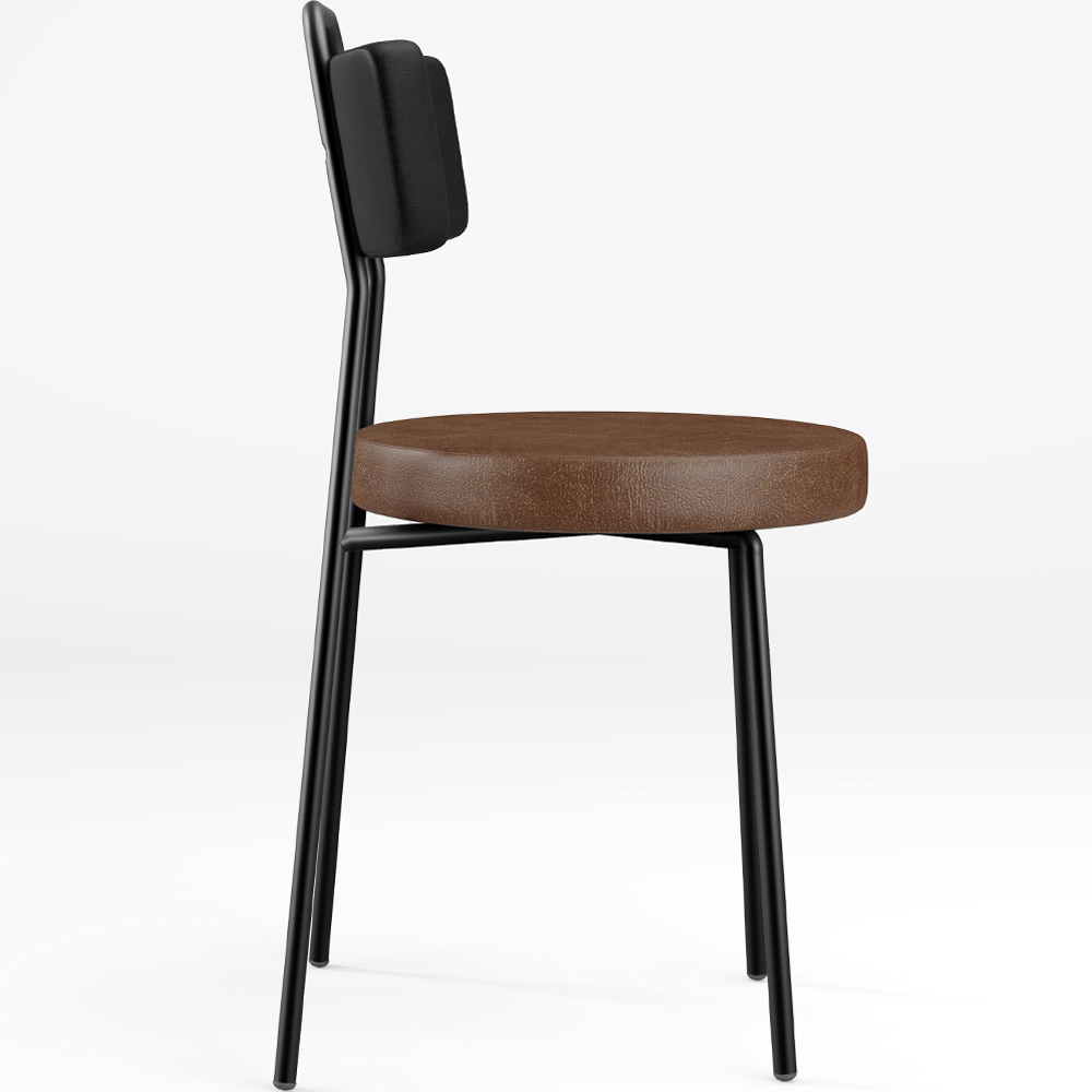Cadeira Decorativa Estofada Para Sala De Jantar Barcelona L02 Couríssimo Preto Marrom - Lyam