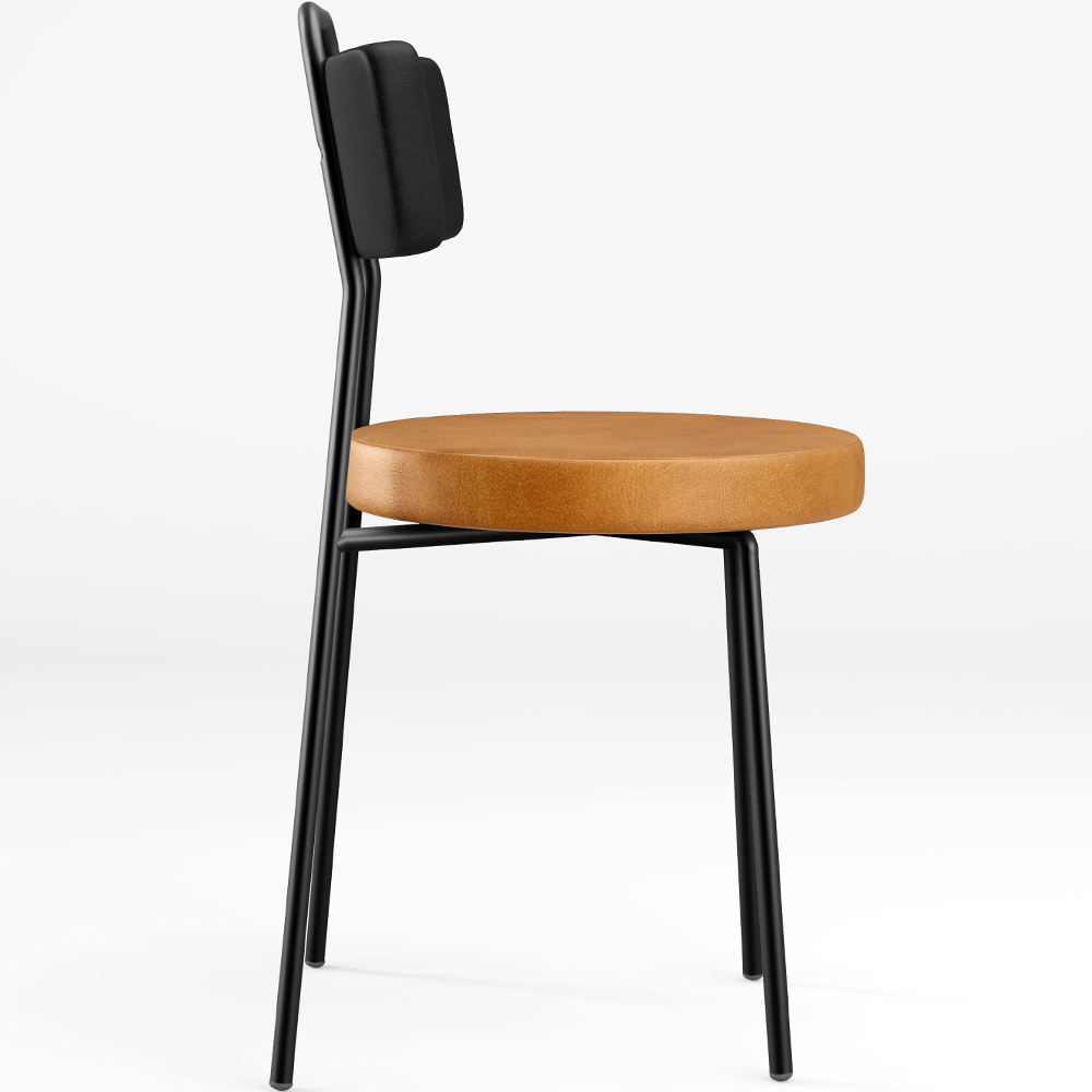 Cadeira Decorativa Estofada Para Sala De Jantar Barcelona L02 Couríssimo Preto Whisky - Lyam