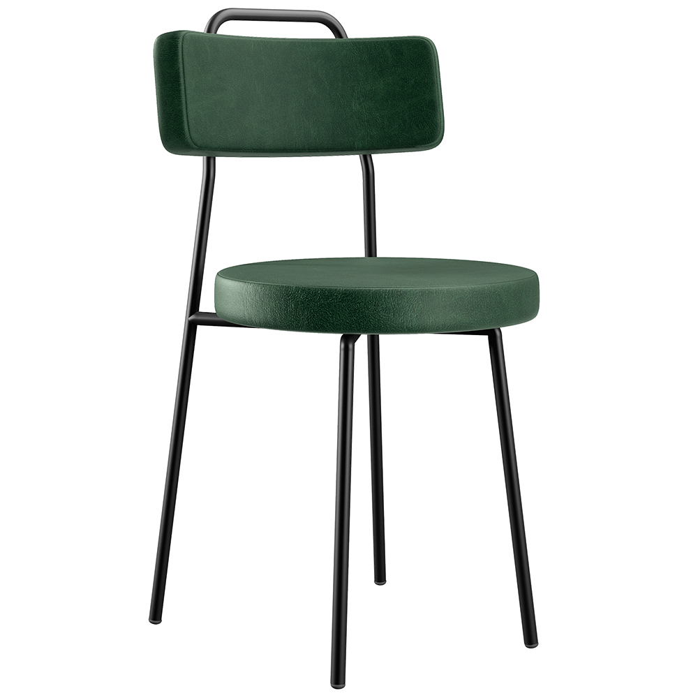 Cadeira Decorativa Estofada Para Sala De Jantar Barcelona L02 Couríssimo Verde Musgo - Lyam Decor