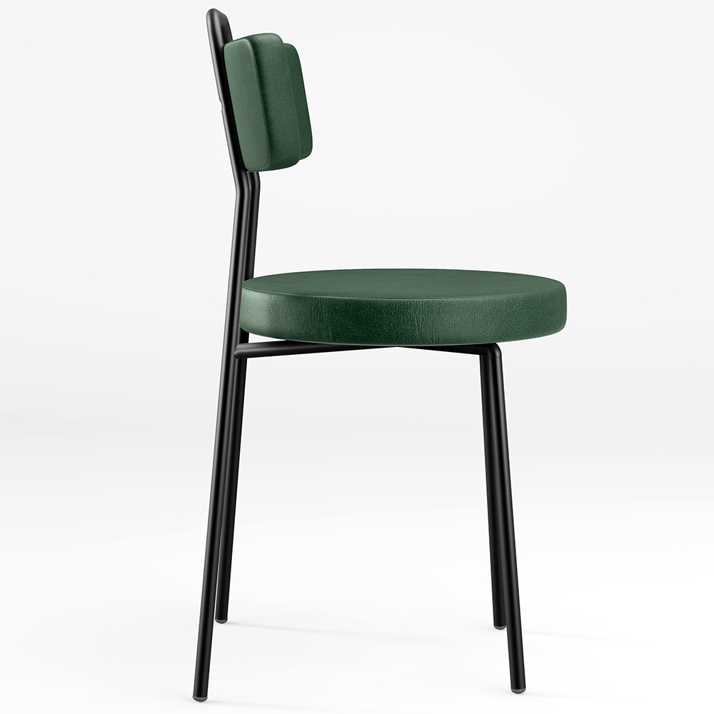 Cadeira Decorativa Estofada Para Sala De Jantar Barcelona L02 Couríssimo Verde Musgo - Lyam Decor