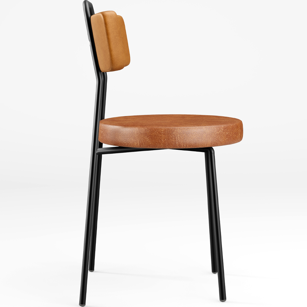 Cadeira Decorativa Estofada Para Sala De Jantar Barcelona L02 Couríssimo Whisky Camel - Lyam