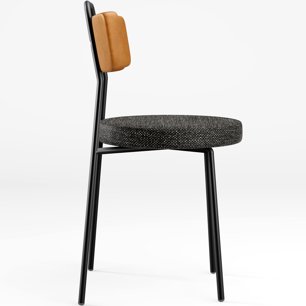 Cadeira Decorativa Estofada Para Sala De Jantar Barcelona L02 Couríssimo Whisky Linho Chumbo - Lyam