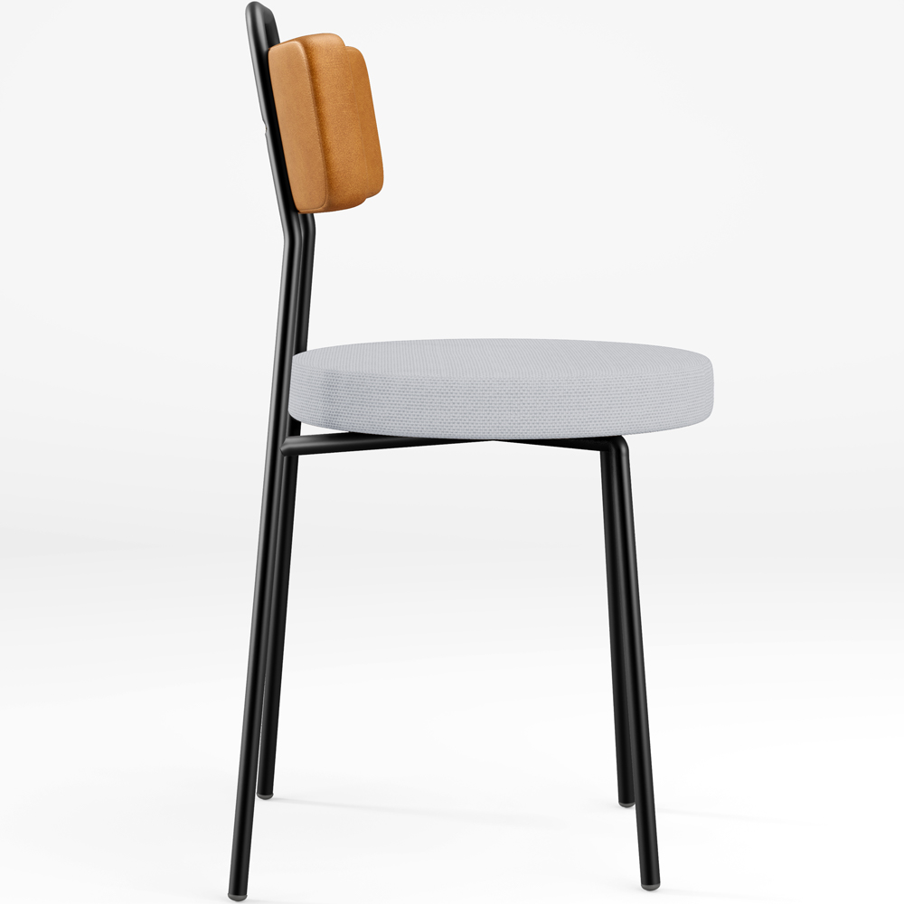 Cadeira Decorativa Estofada Para Sala De Jantar Barcelona L02 Couríssimo Whisky Linho Cinza - Lyam