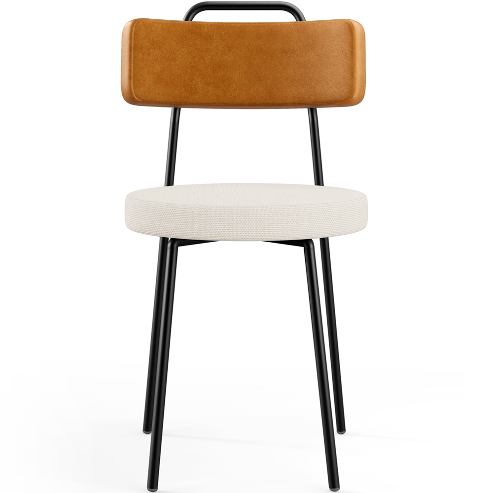 Cadeira Decorativa Estofada Para Sala De Jantar Barcelona L02 Couríssimo Whisky Linho Cru - Lyam