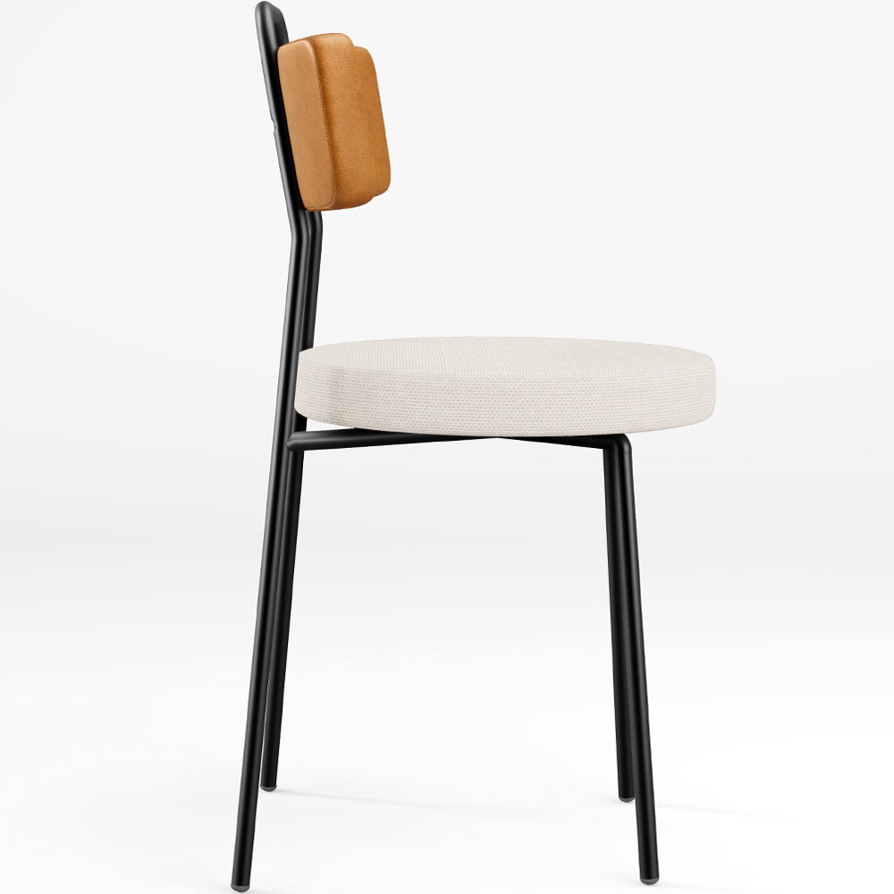 Cadeira Decorativa Estofada Para Sala De Jantar Barcelona L02 Couríssimo Whisky Linho Cru - Lyam
