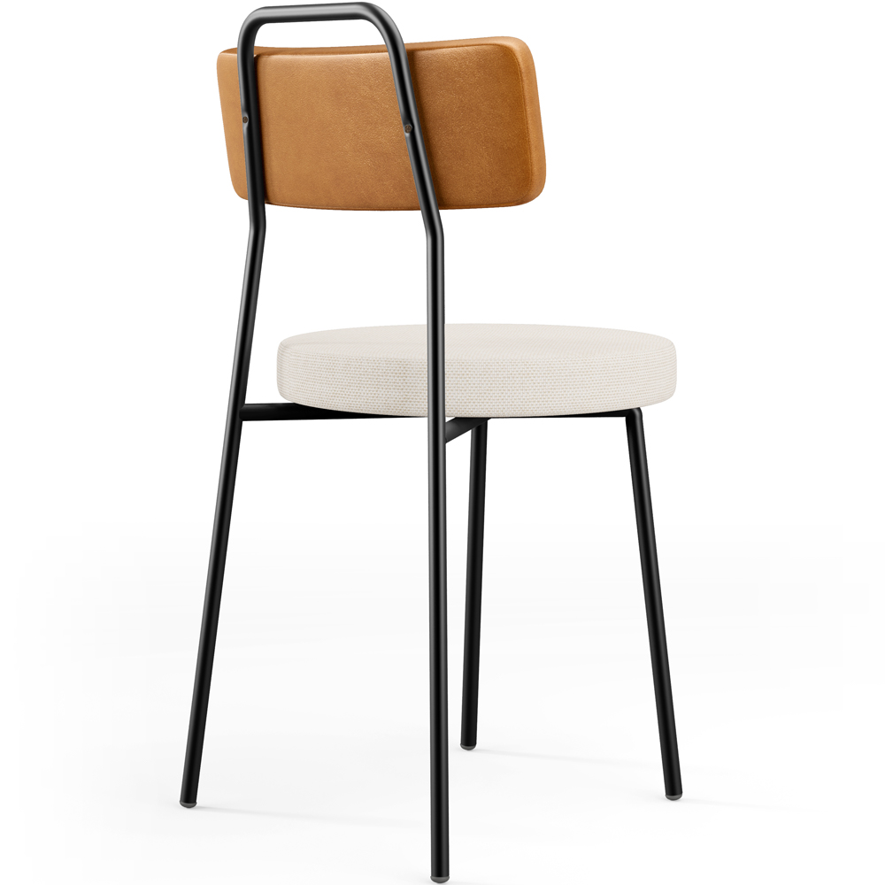 Cadeira Decorativa Estofada Para Sala De Jantar Barcelona L02 Couríssimo Whisky Linho Cru - Lyam