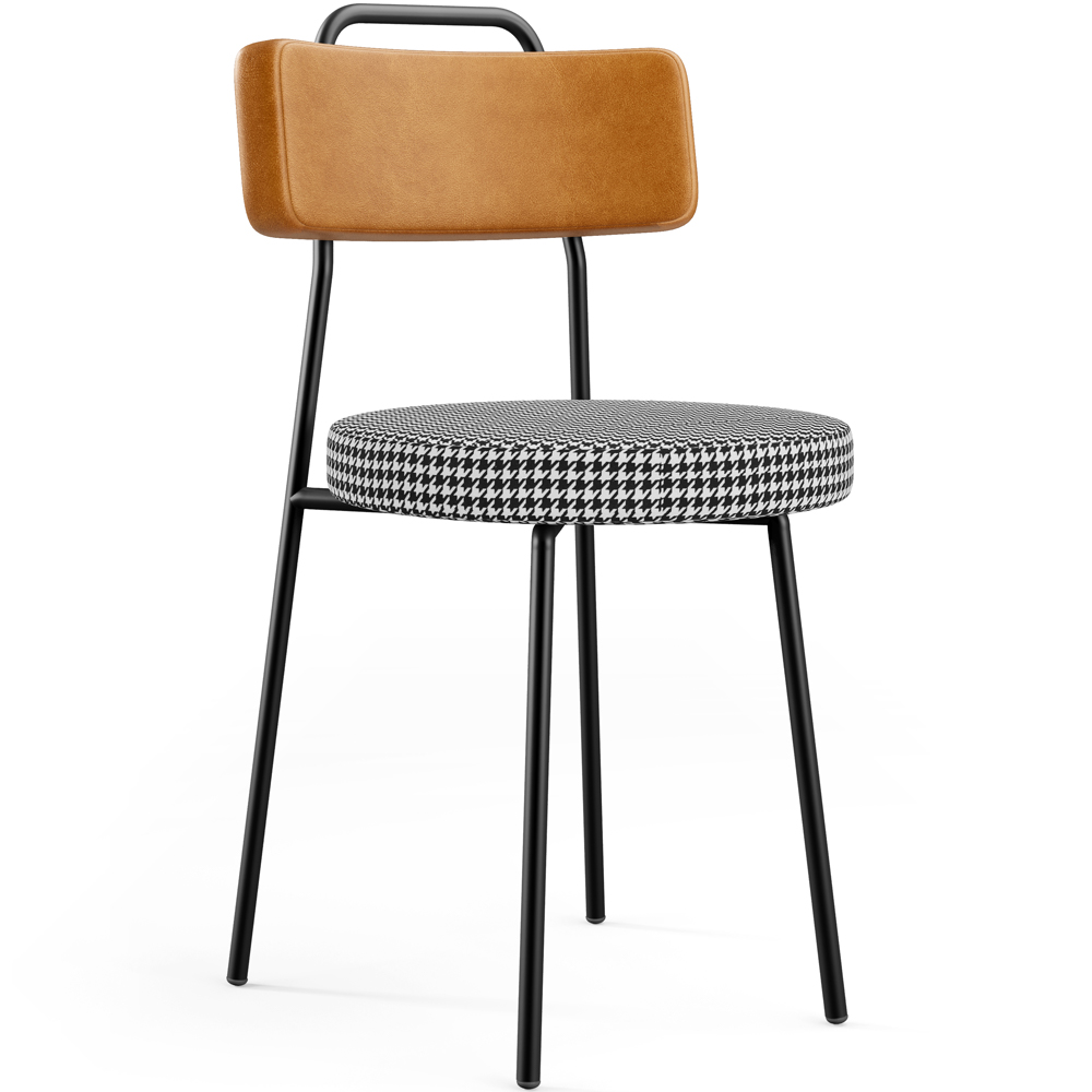 Cadeira Decorativa Estofada Para Sala De Jantar Barcelona L02 Couríssimo Whisky Pied Poule - Lyam