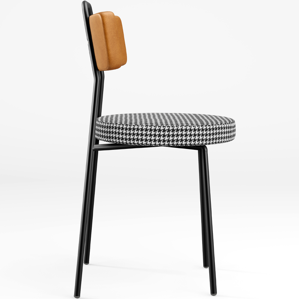 Cadeira Decorativa Estofada Para Sala De Jantar Barcelona L02 Couríssimo Whisky Pied Poule - Lyam