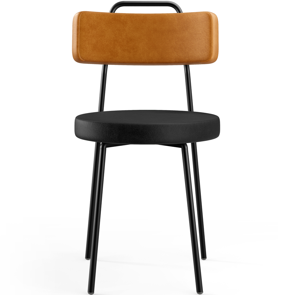 Cadeira Decorativa Estofada Para Sala De Jantar Barcelona L02 Couríssimo Whisky Preto - Lyam