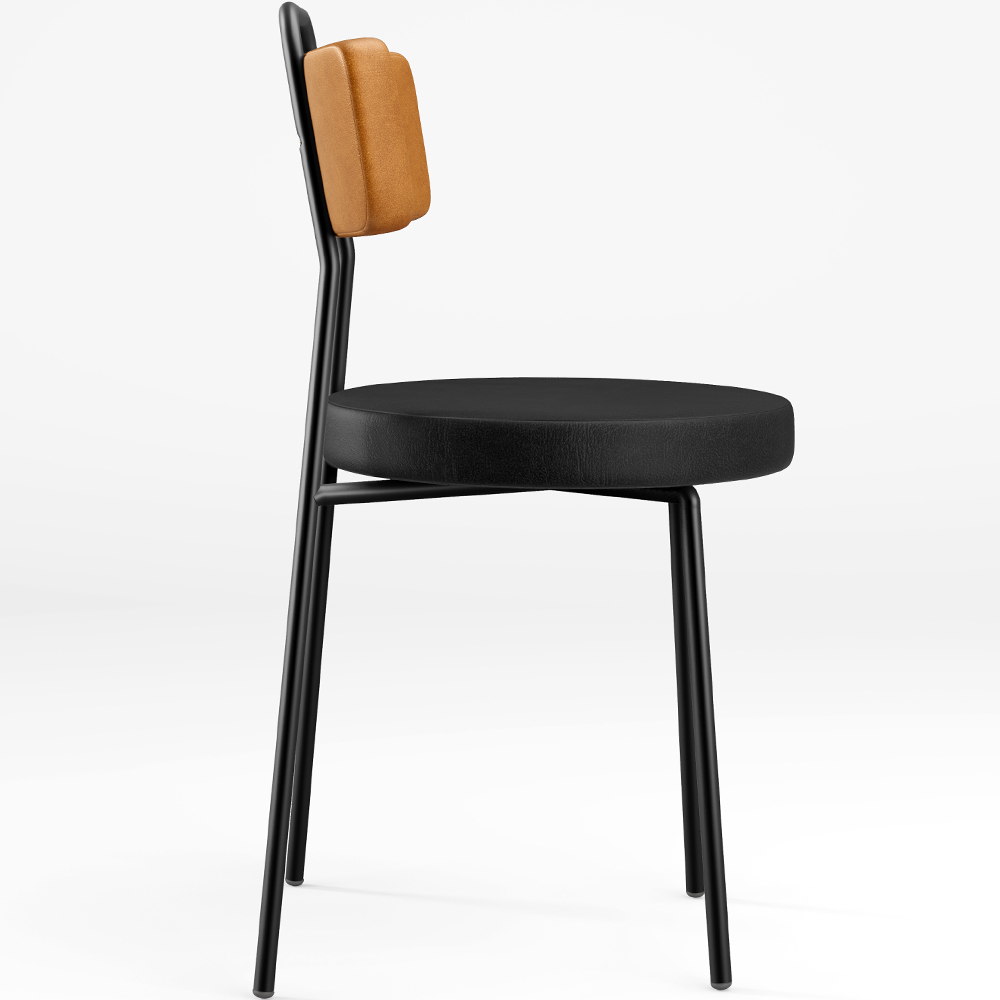 Cadeira Decorativa Estofada Para Sala De Jantar Barcelona L02 Couríssimo Whisky Preto - Lyam