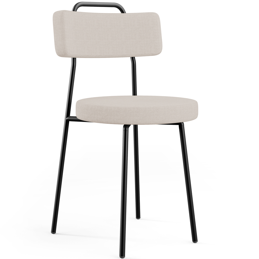 Cadeira Decorativa Estofada Para Sala De Jantar Barcelona L02 Linho Bege - Lyam Decor